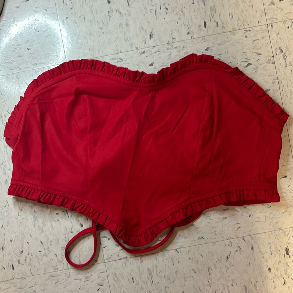 Red tie back SHEIN strapless crop top size XS